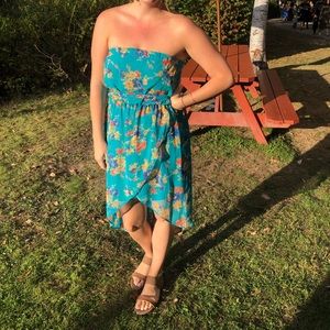 [Lush] boutique strapless floral high low dress